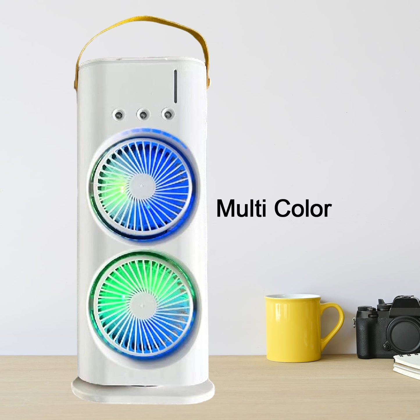 Electric Fan Desktop Double-Head Powerful Air (1 Pc / With Remote / Plug and Play)