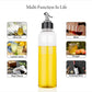 Clear plastic oil bottle, 1 liter, for convenient oil dispensing.