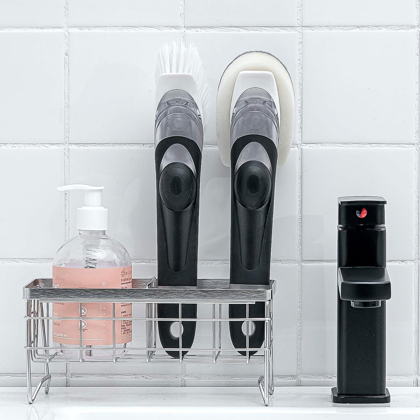 Dish Scrubber Soap Dispenser, Soap Dispensing Dish Brush Set (1 Set / With Brown Box)