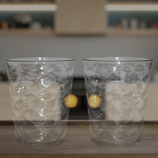 Apex Pyramid Design Unbreakable Plastic Glass – 300 ML