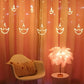 12 Diya Curtain String Lights, Window Curtain Lights (White Color)