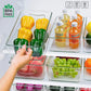 Plastic Refrigerator Organizer Bins, 1 Stackable Fridge Organizers with Handle, Clear Organizing Food Fruit Vegetables Pantry Storage Bins for Freezer kitchen Cabinet Organization and Storage (1 Pc Mix Color)