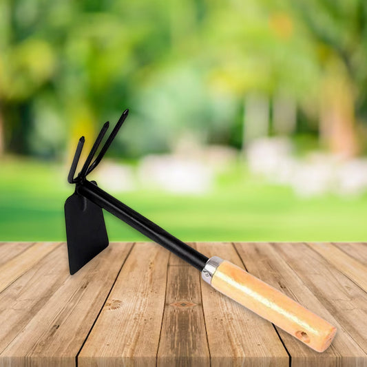 2 in 1 Double Hoe Gardening Tool with Wooden Handle