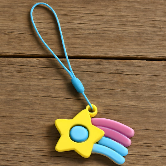 Stress Relief Silicone Push Fidget Toy Keychain for Kids (1 Pc)
