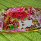 Small Plastic Flower Printed Design Serving Tray (1 Pc / 27 x 18 CM / Mix Color)