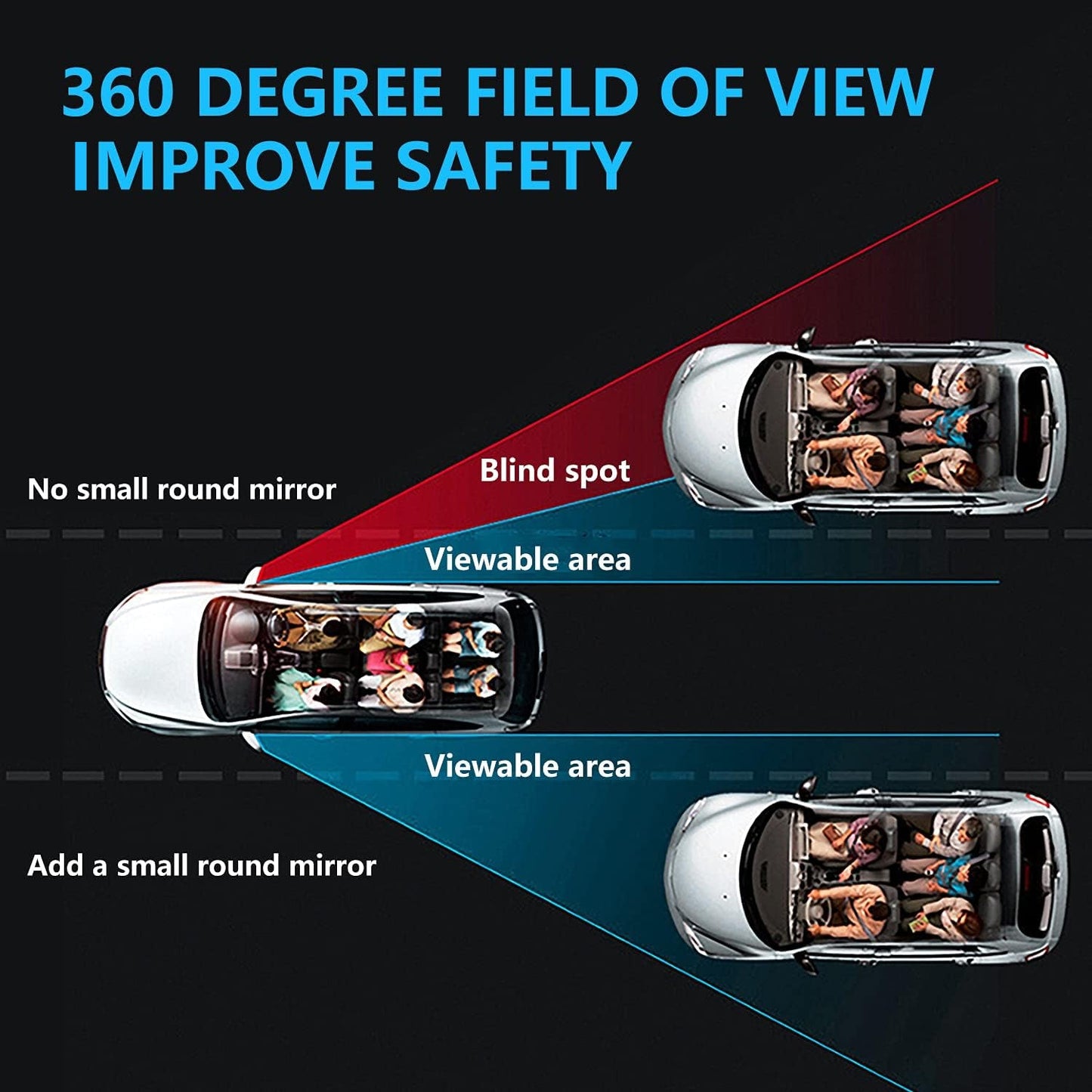 Car Blind Spot Side Mirror Black frame - (2 Pc / Set)