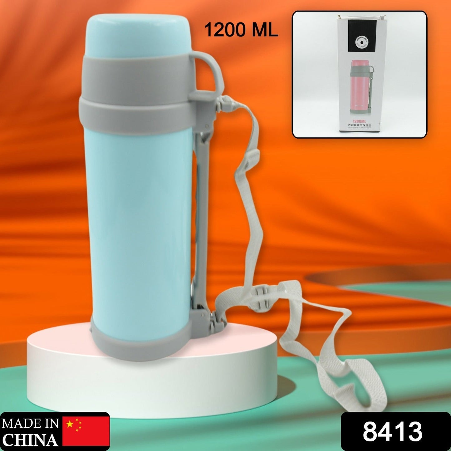 Stainless Steel Vacuum Bottle – 1200 ML Double-Wall Insulated Travel Bottle