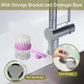 Plastic Wash Basin Brush Cleaner with Liquid Soap Dispenser (Multicolour)