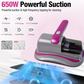 Powerful Suction Portable Handheld Vacuum Cleaner - Low Noise Vacuum Cleaner for Bed - Cordless Vacuum Cleaner for Car Seat Crevices Pillows, Mattresses, Sofas Wireless Anti Dust and Mite Cleaner