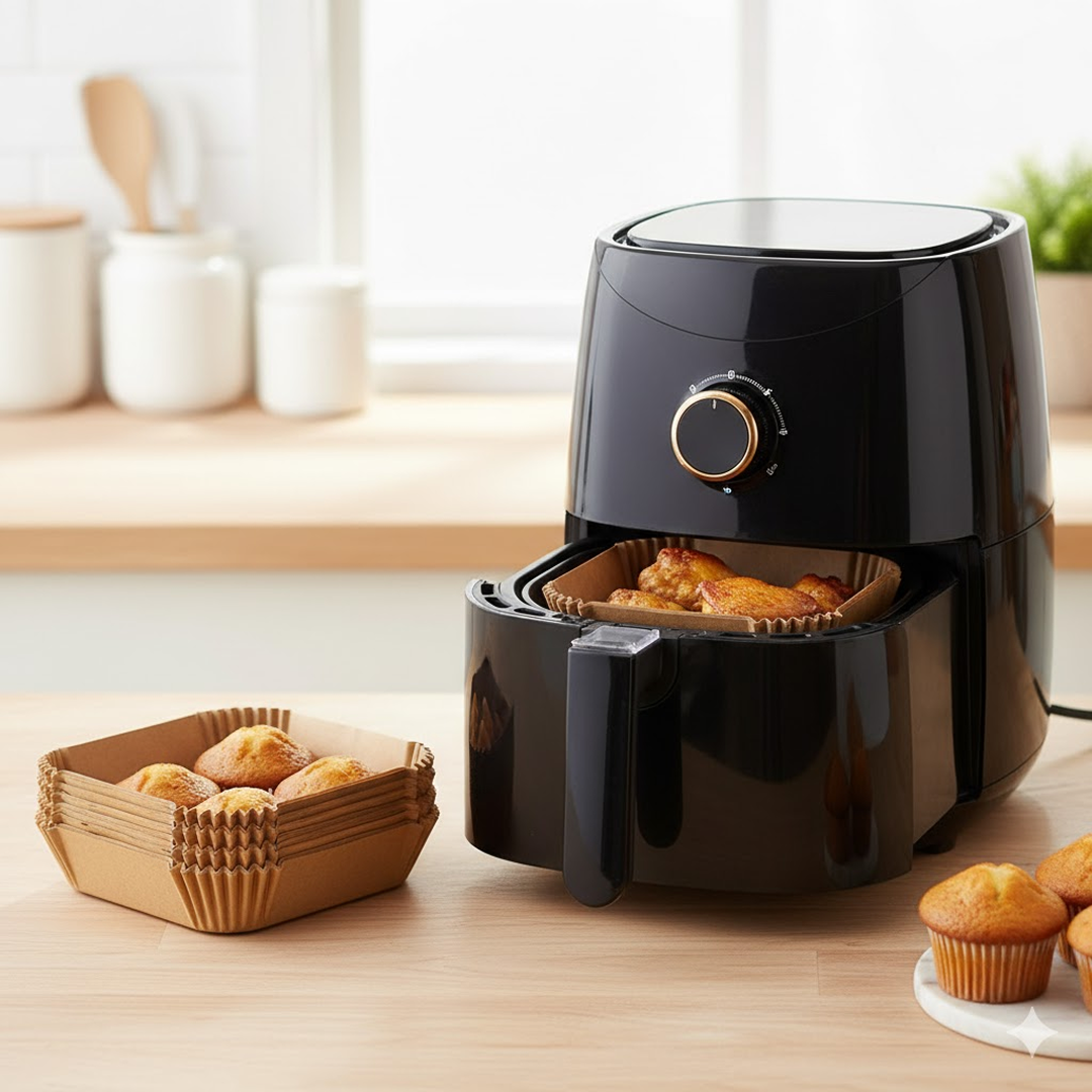Square Air Fryer Disposable Paper Liner  (50 Pcs Set / 160mmx45mm)