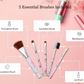 Floral Makeup Brush Set for Eyes, Lips, and Face (5 Pc)