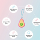 Cute Avocado-Shaped Mini Push Pop Keychain Toy with Strap (1 Pc)