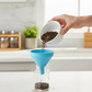 3 in 1 Kitchen Funnel Set of 3, Funnel for Filling Bottle, Small Canning Funnel with Handle, Food Grade Plastic Funnel with Detachable Strainer Filter for Liquid, Dry Ingredients, and Powder