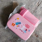 Plastic Lunch Box Leak Proof 2 Compartment with Bottle and Fork (1 Set / Mix Color)