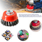 Durable black wire brush for surface preparation.