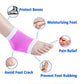 Open toe socks with moisturizing gel, worn on feet