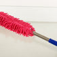 Telescopic cleaning duster with microfiber for efficient dusting.