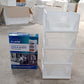 Stackable and foldable plastic drawer organizer with four layers for multi-purpose use.