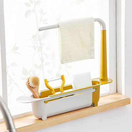 Telescopic Sink Storage Rack Material Kitchen Rag Rack Shelf Drain Basket (1 Pc)
