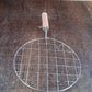 Kitchen Round Stainless Steel Roaster Papad Jali, Barbecue Grill with Wooden Handle