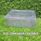 Container for storing items, commander style.