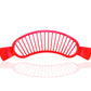 Plastic banana slicer with handle for easy slicing.