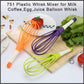 Balloon whisk mixer made from plastic, suitable for milk, coffee, eggs, and juice.